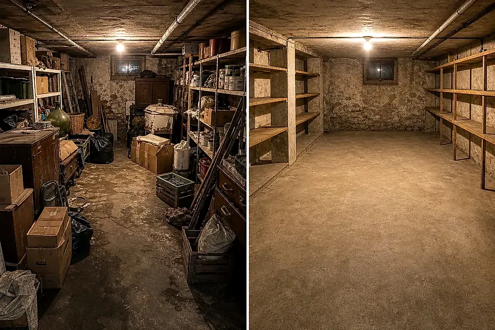 Avant après débarras cave Haut-Rhin