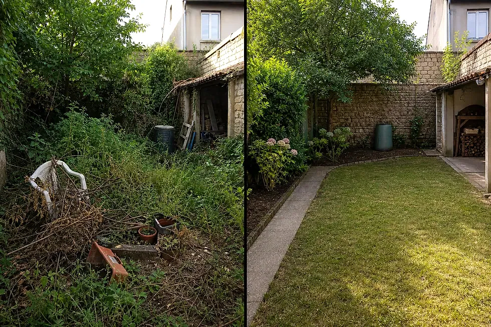 Avant après débarras jardin 68 et nettoyage extérieur