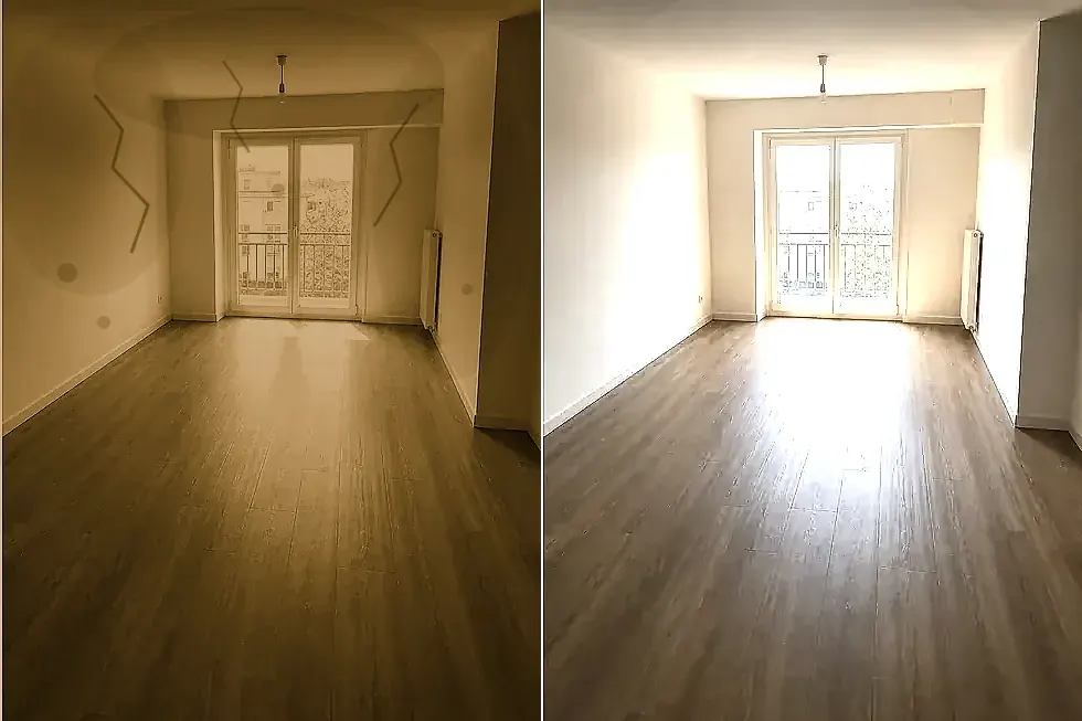 Avant après peinture airless et rafraîchissement appartement 68